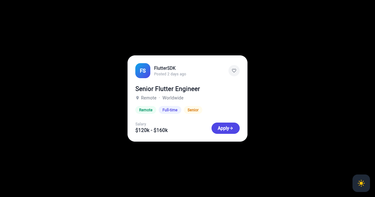 Flutter Job Listing Card with Tags and Salary preview