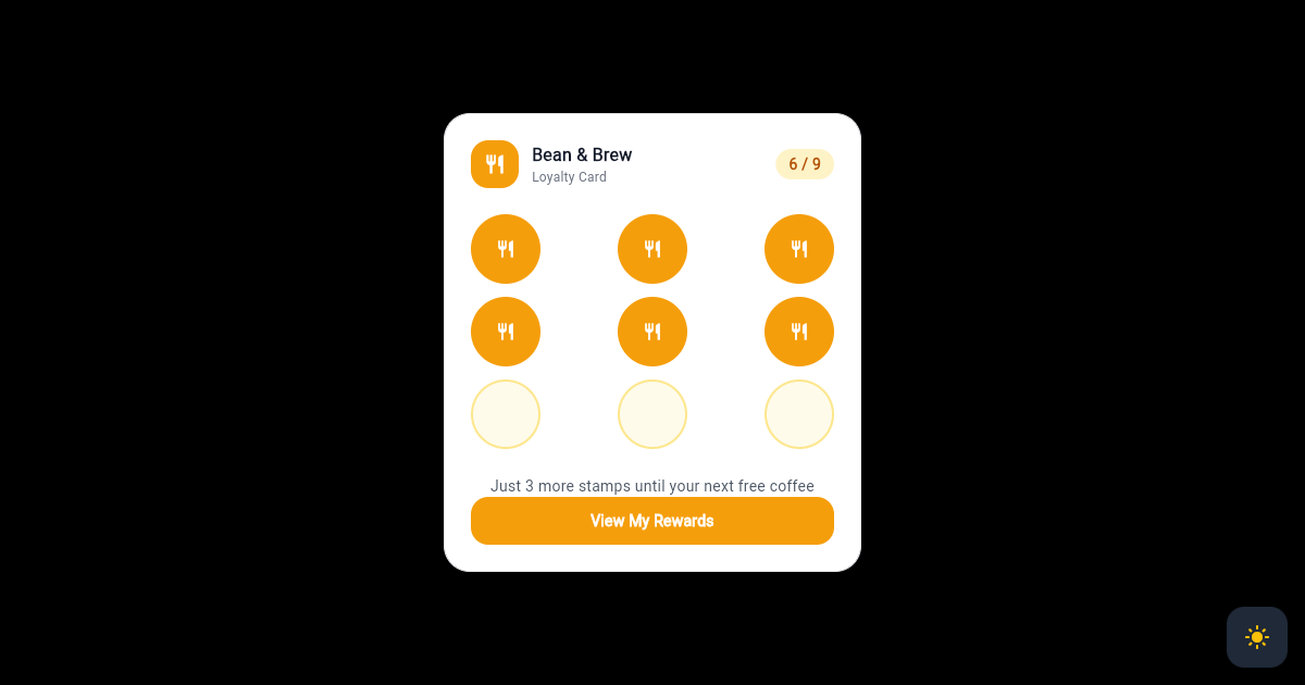 Flutter Cafe Loyalty Stamp Card with Reward Progress preview
