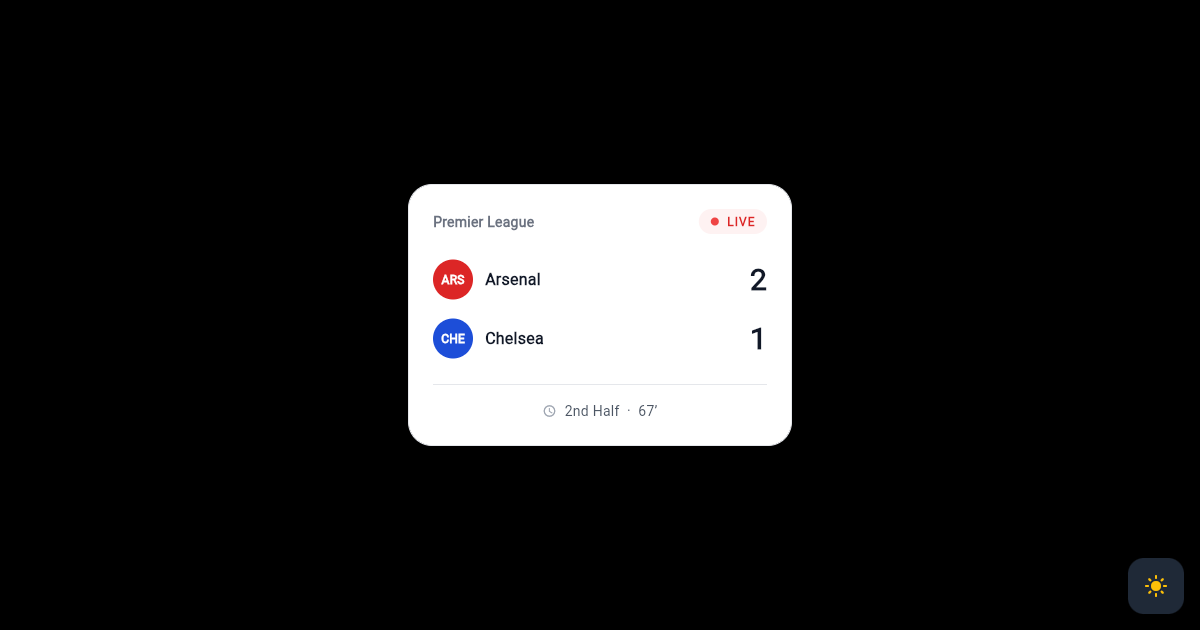 Flutter Live Sports Score Card preview