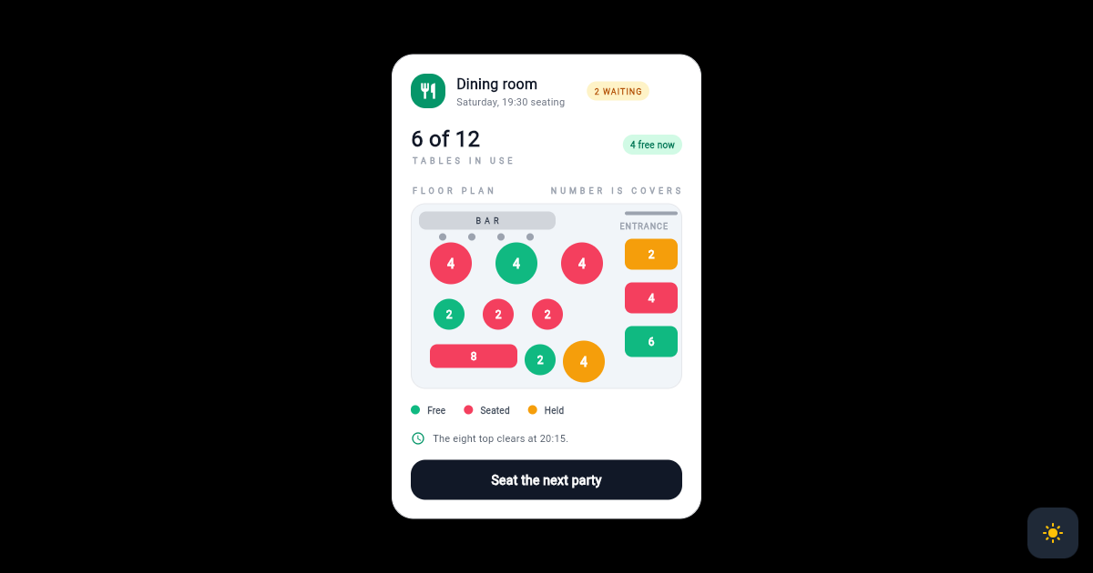 Flutter Restaurant Floor Plan Card with Table Occupancy Status preview