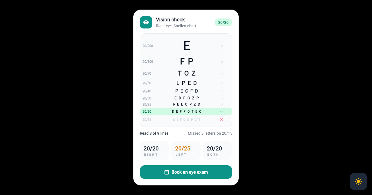Flutter Eye Test Card with Snellen Acuity Chart preview
