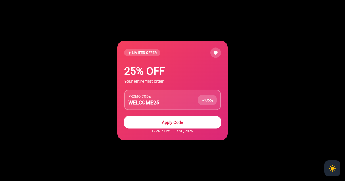 Flutter Discount Voucher Card with Promo Code preview