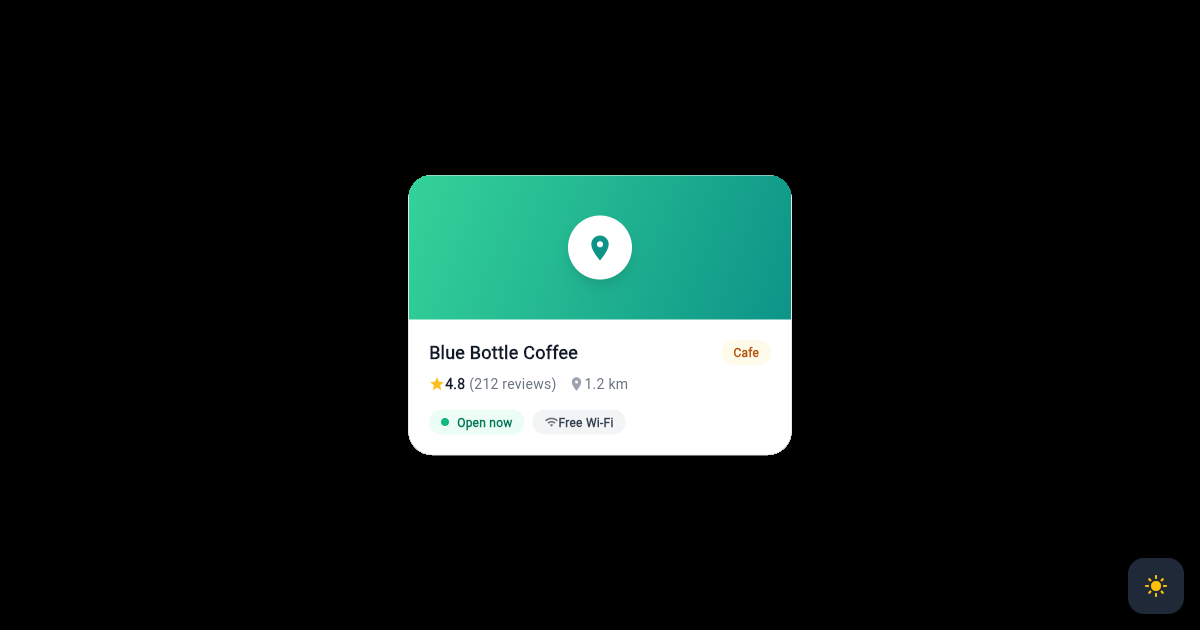 Flutter Place Preview Card with Gradient Map Header preview