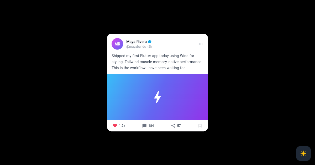 Flutter Social Post Card with Engagement Actions preview