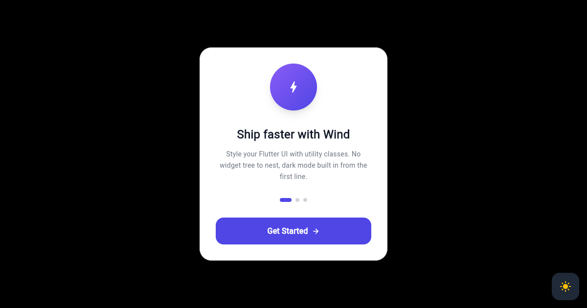 Flutter Onboarding Slide with Feature Highlight and Page Dots preview