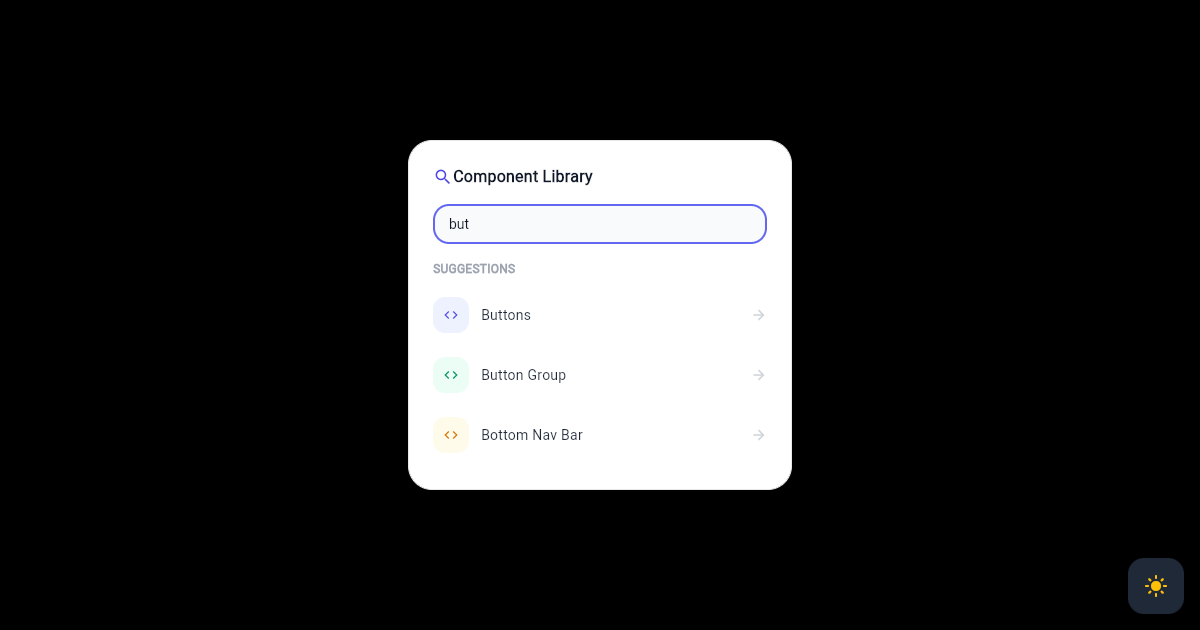 Flutter Component Search Card with Live Suggestions preview
