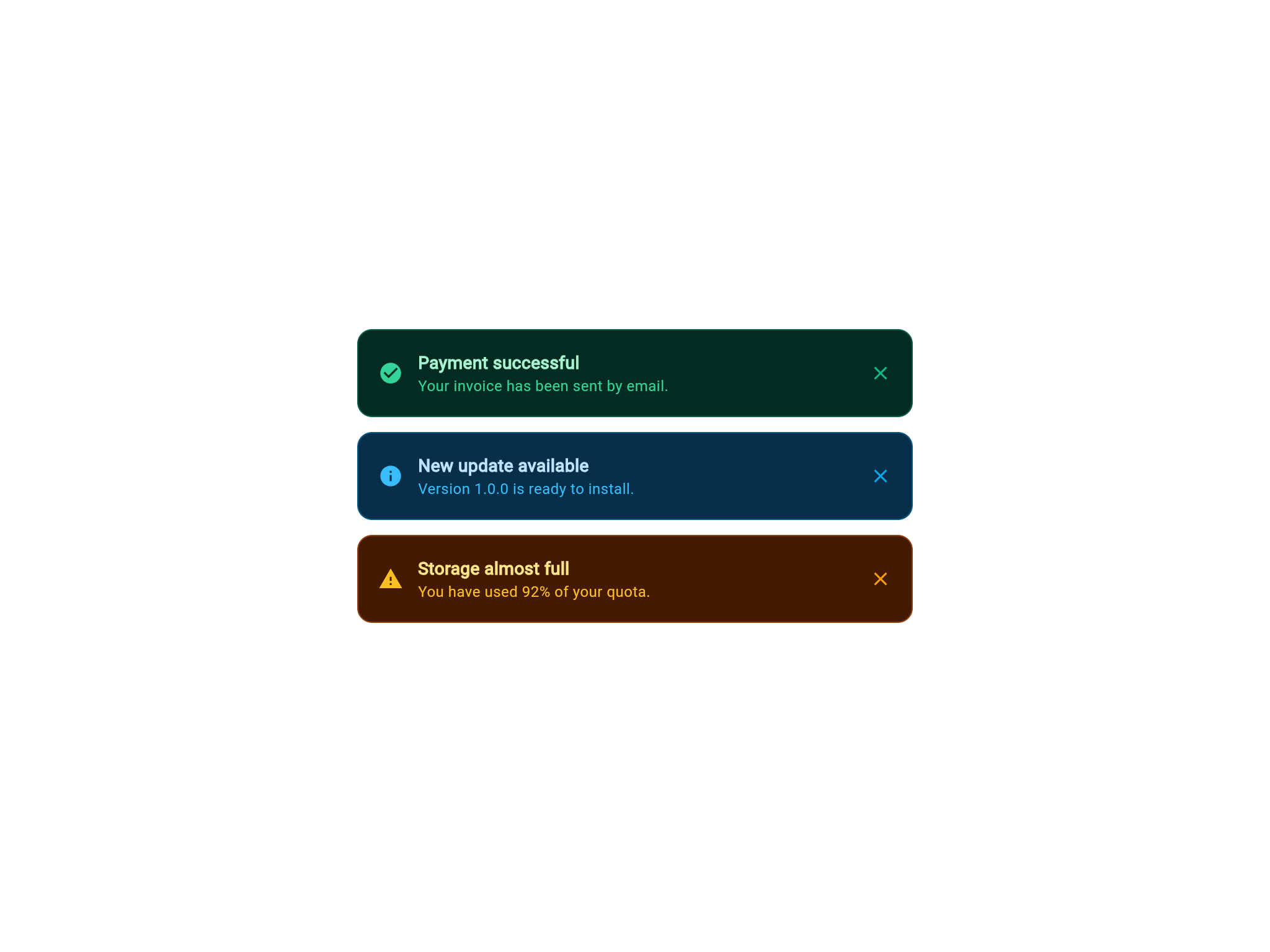 Flutter Alert Banners: Success, Info, and Warning preview