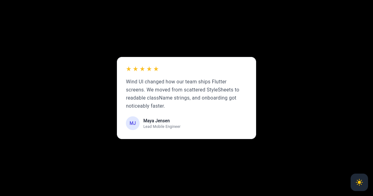 Flutter Testimonial Card with Star Rating preview
