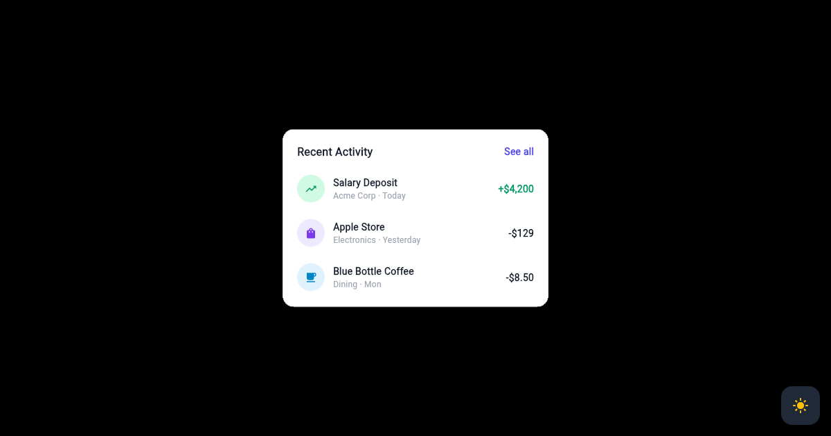 Flutter Transaction Activity List for Fintech Apps preview