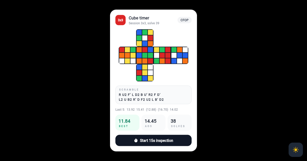 Flutter Speedcube Timer Card with Unfolded Scramble Net preview