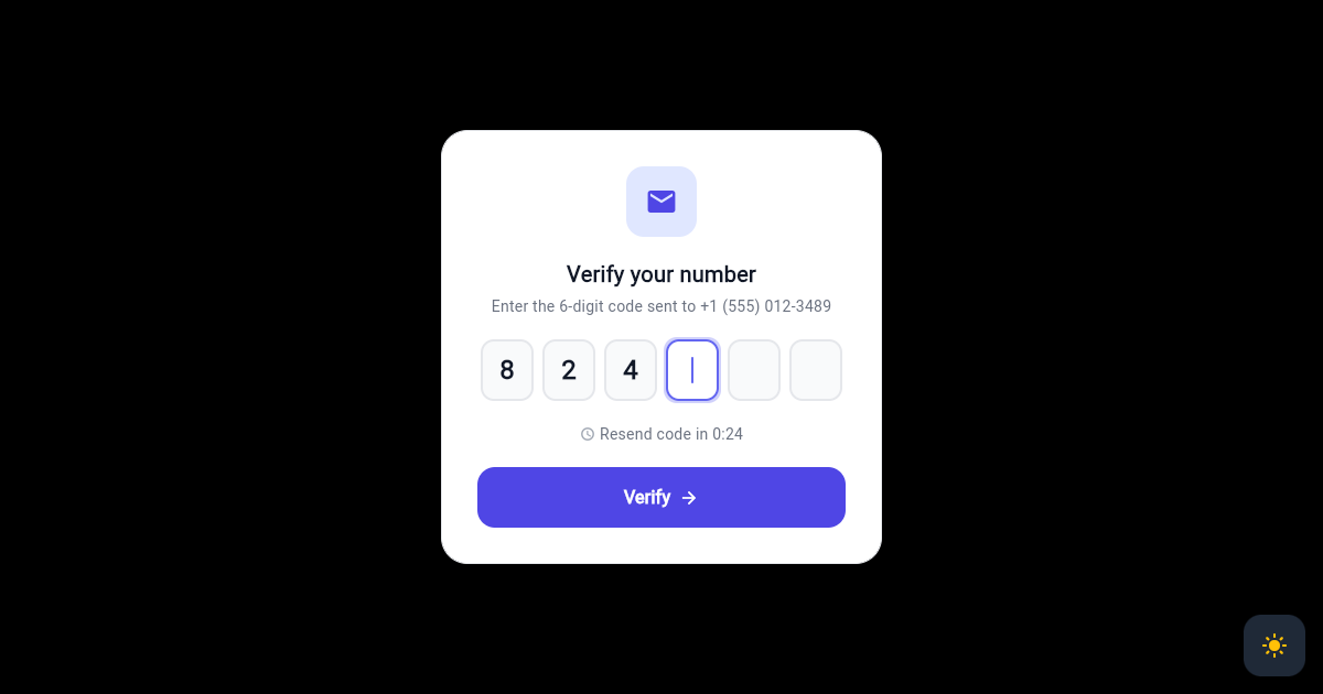 Flutter OTP Verification PIN Entry Card preview