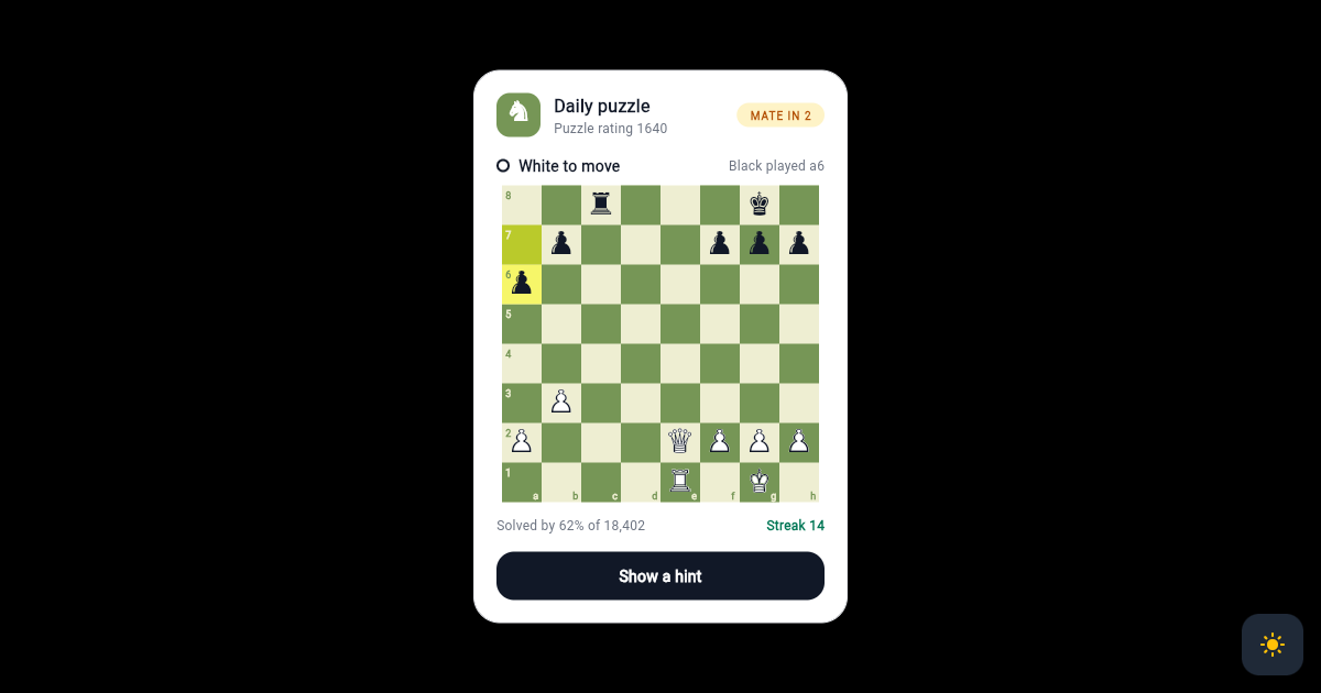 Flutter Chess Puzzle Card with Mate in Two Board preview