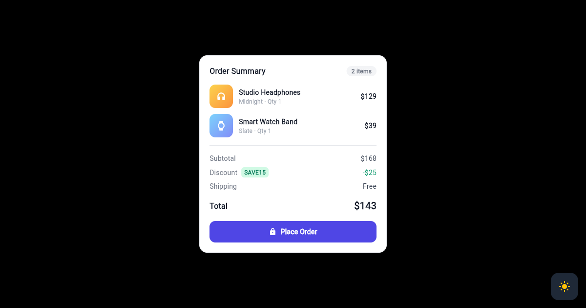 Flutter Checkout Order Summary Card preview