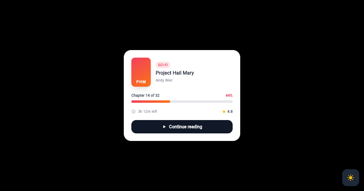 Flutter Reading Progress Card with Chapter Tracker preview