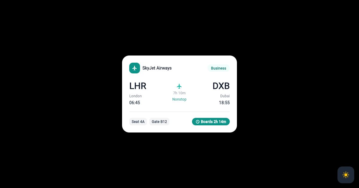 Flutter Flight Booking Summary Card preview