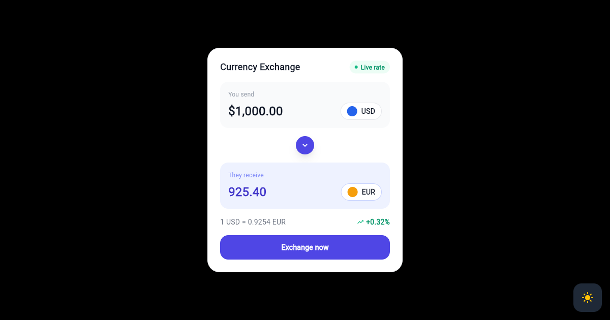 Flutter Currency Converter Card with Live Exchange Rate preview