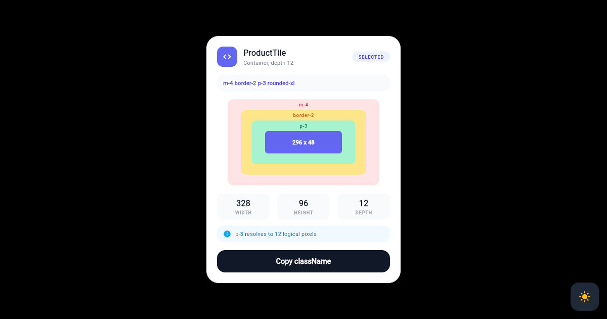 Flutter Box Model Inspector Card with Nested Spacing Layers preview