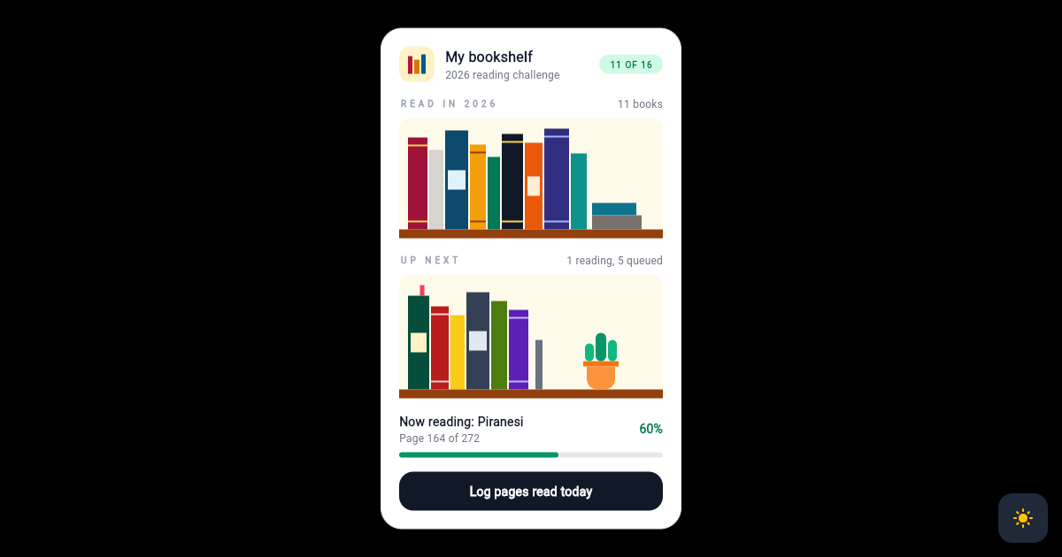 Flutter Bookshelf Card with Book Spine Shelves and Reading Goal preview