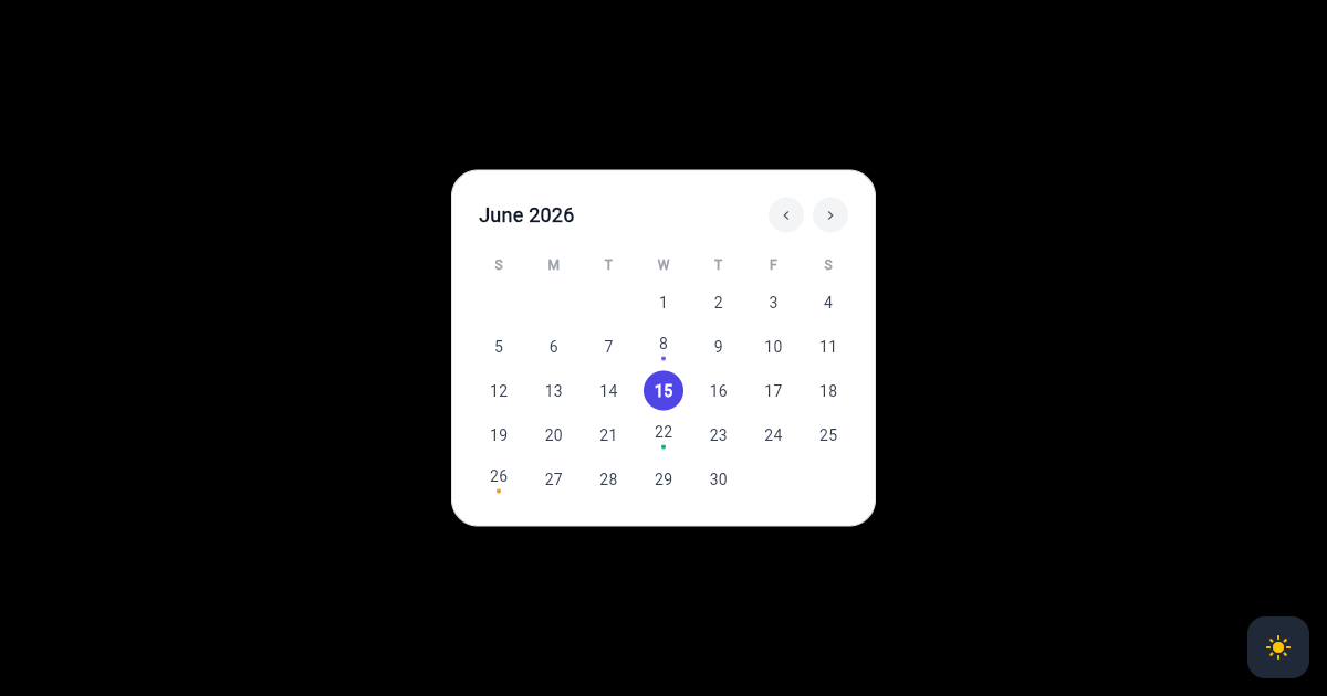 Flutter Calendar Month View with Event Dots preview