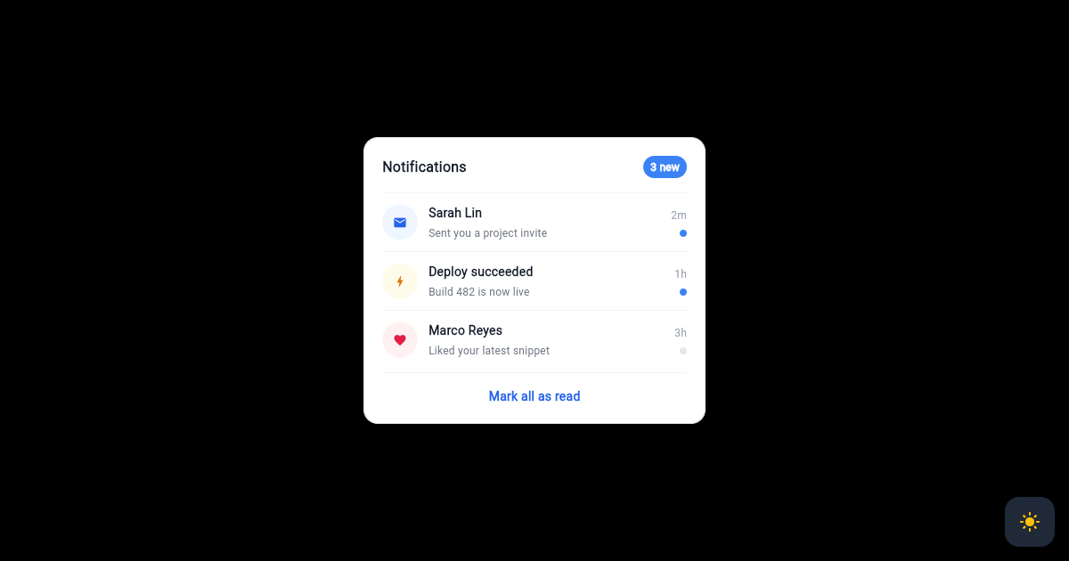Flutter Notification Center Stack Panel preview