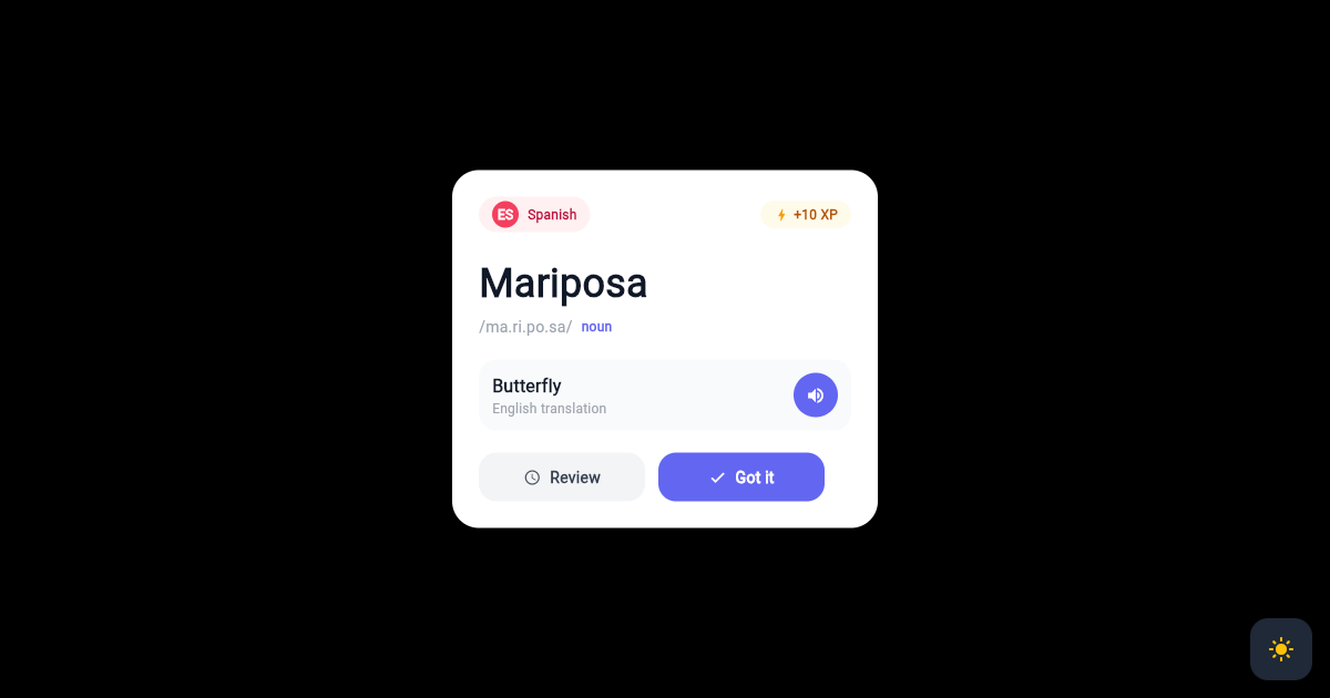Flutter Language Learning Flashcard preview