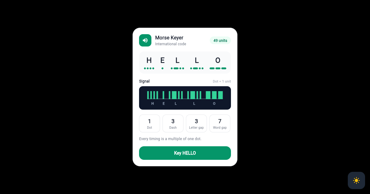 Flutter Morse Code Card with Dot Dash Timing Signal Strip preview