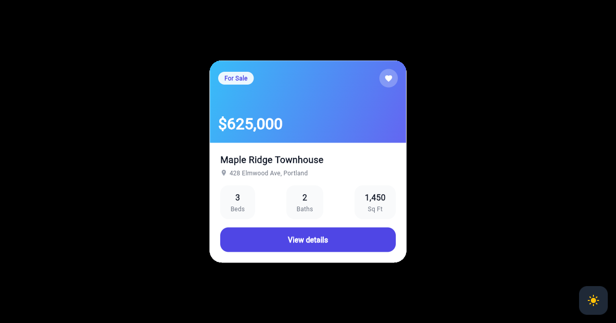 Flutter Real Estate Property Listing Card with Photo Header preview