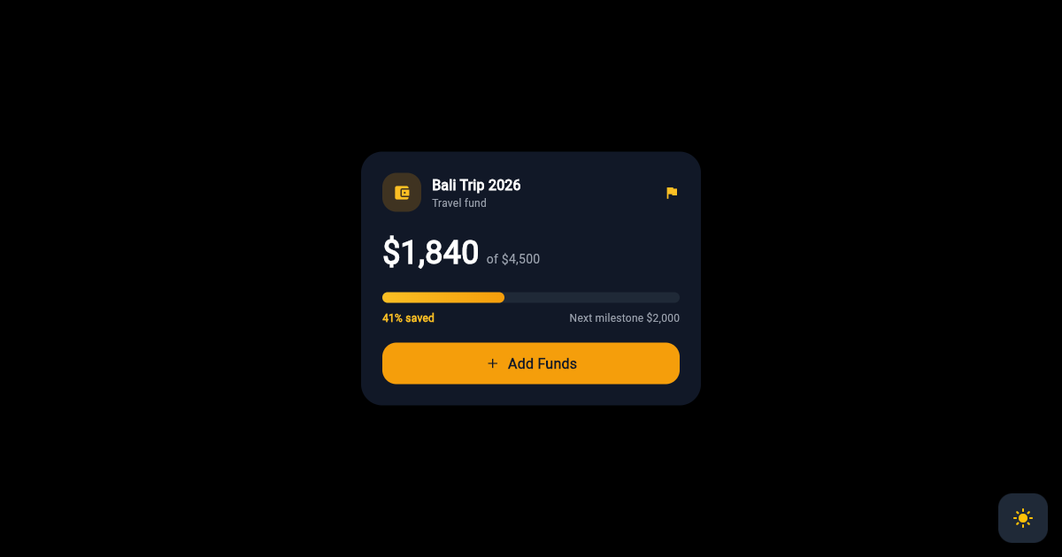 Flutter Savings Goal Progress Card preview