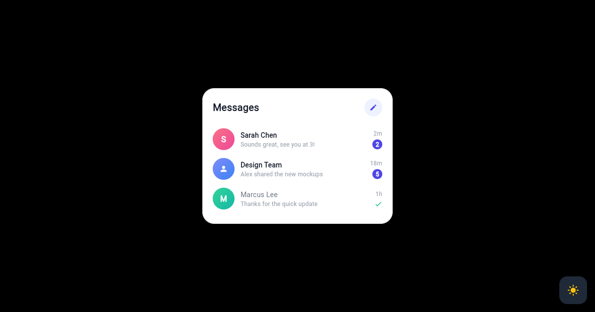 Flutter Messages Inbox List with Unread Badges preview