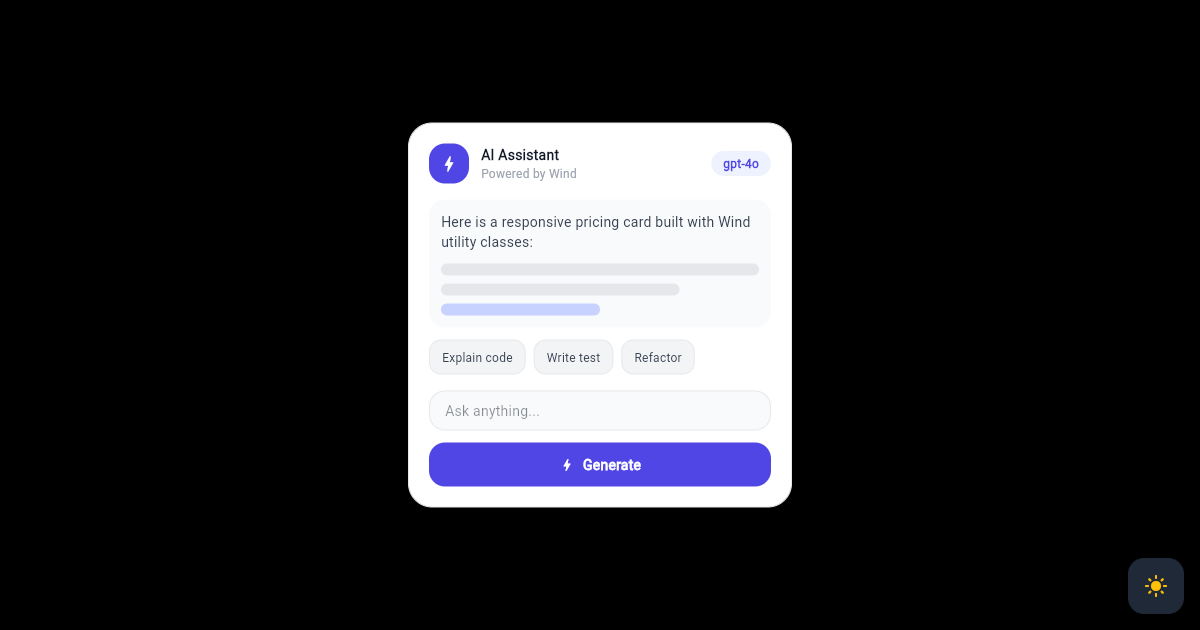 Flutter AI Prompt Composer Card with Quick Actions preview