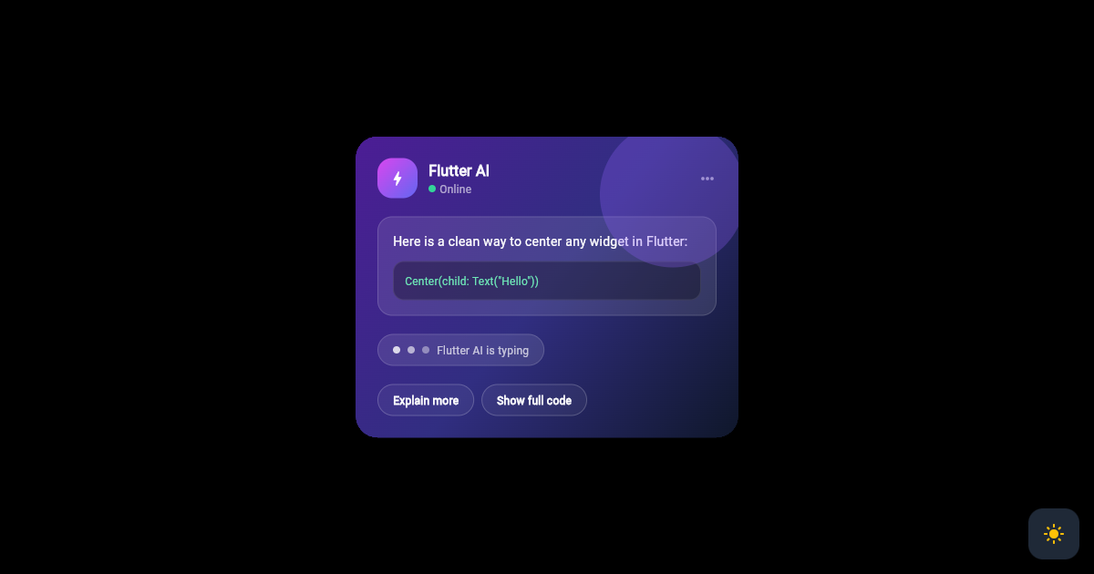 Flutter AI Assistant Chat Bubble Card preview