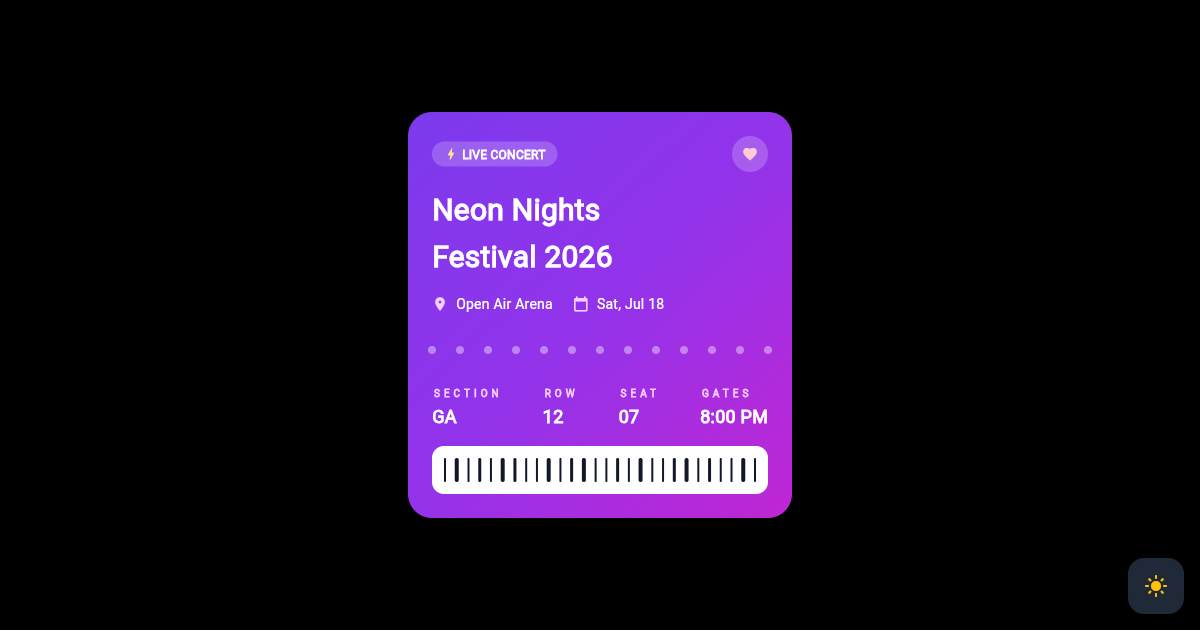 Flutter Event Ticket Card preview